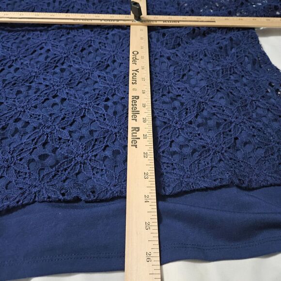 Ruby Rd Blue Size 24W Cotton Blend Crotchet Pullover Stretch Knit Pullover - Picture 4 of 12